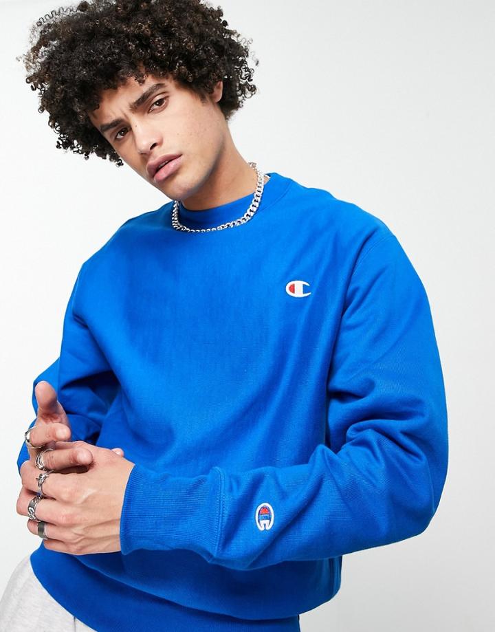 Champion Small Logo Sweatshirt In Blue-blues
