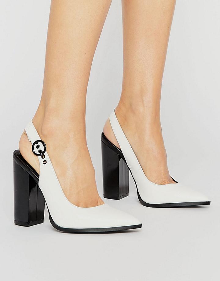 New Look Monochrome Leather Look Slingback Pointed Heel - Multi