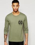 Asos Long Sleeve T-shirt With Zero Chest Print - Green