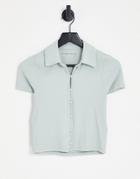 Abercrombie & Fitch Rib Button Down Polo In Gray