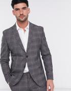 Selected Homme Suit Jacket In Slim Fit Gray Check-grey