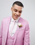Asos Design Wedding Skinny Suit Jacket In Pink 100% Wool
