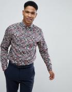Selected Homme Slim Fit Smart Shirt With All Over Print - Navy