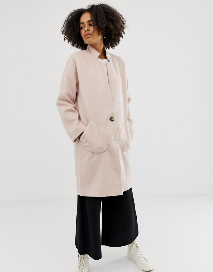 Native Youth Wool Blend Cocoon Coat-pink