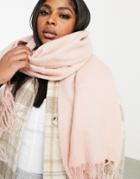 Asos Design Supersoft Long Woven Scarf With Tassels Dusty Pink