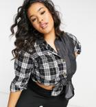 Yours Mixed Plaid Shirt In Monochrome-multi