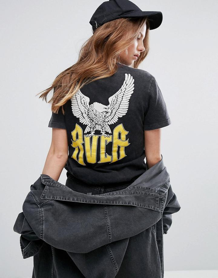 Rvca Boyfriend T-shirt With Wings Back Graphic - Black
