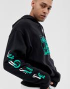 Asos Design Oversized Hoodie With Egyptian Print - Black