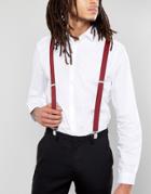 Asos Design Wedding Suspenders In Burgundy - Red