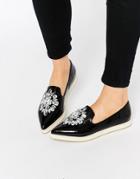 Asos Metaphor Embellished Flat Shoes - Black