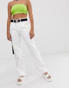 Asos Design Authentic Dad Jeans In Optic White - White