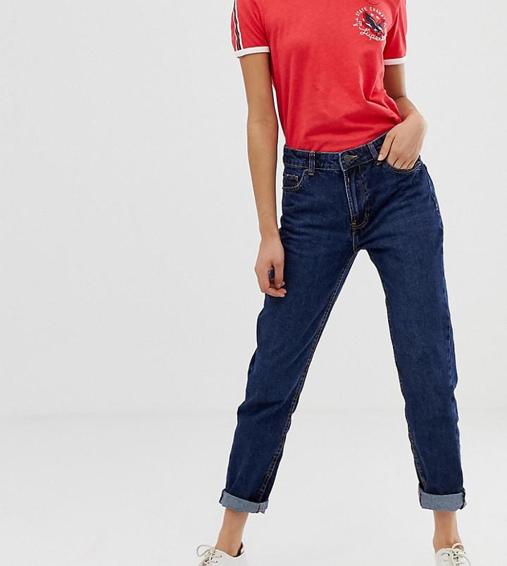 Bershka High Waist Mom Jean - Navy