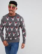 Another Influence Reindeer Sweater - Gray