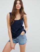 Asos The Ultimate Tank With Curved Hem - Navy