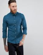 Asos Casual Slim Oxford Shirt In Sea Blue - Blue
