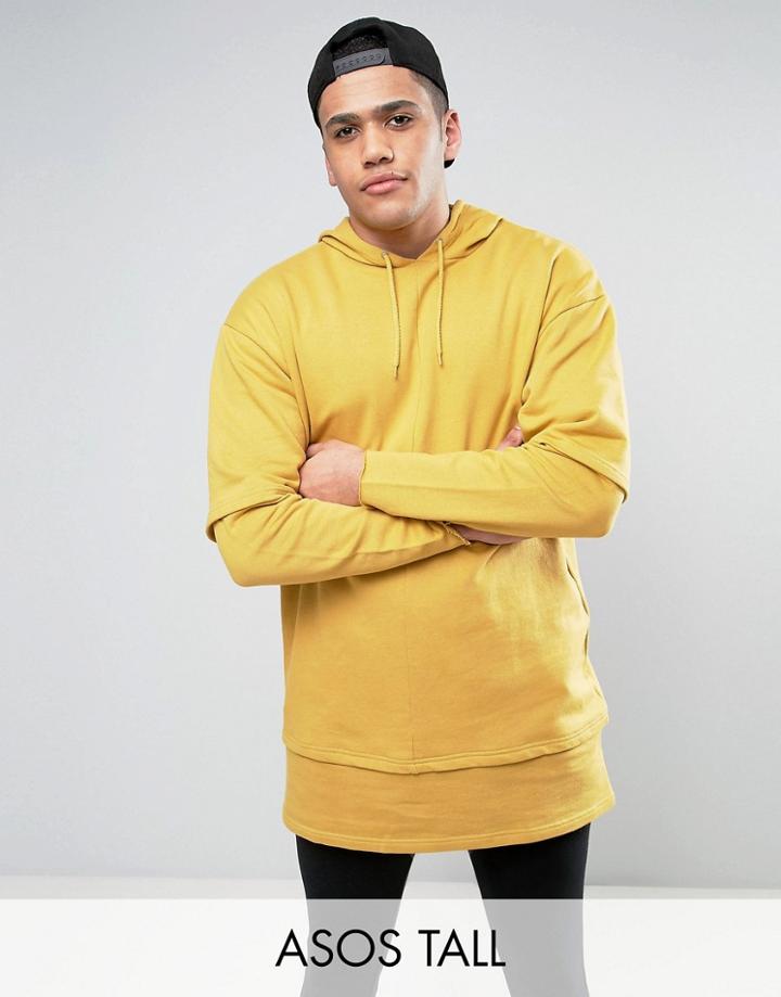 Asos Tall Oversized Super Longline Double Layer Hoodie - Yellow