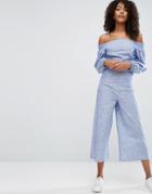 Asos Jumpsuit In Cotton Shirting And Stripe - Blue