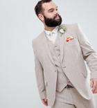 Asos Design Plus Wedding Skinny Suit Jacket In Dusky Pink Herringbone - Pink