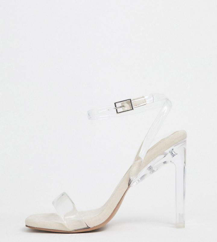 Asos Design Wide Fit Norton Clear Barely There Heeled Sandals