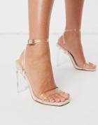 Asos Design Wide Fit Norton Clear Barely There Heeled Sandals