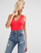 Asos Sleeveless V Neck Body - Red