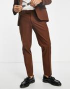 River Island Relaxed Flannel Suit Pants In Brown-white