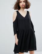 Monki Cold Shoulder Dress - Black