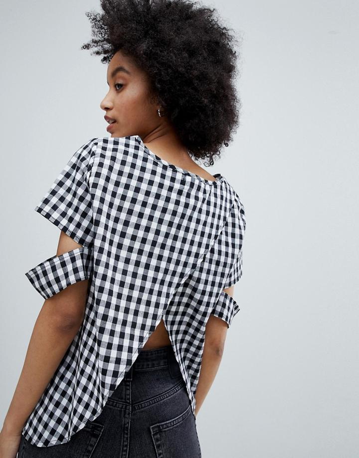 Oeuvre Gingham Top With Open Back Detail - Multi