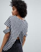 Oeuvre Gingham Top With Open Back Detail - Multi