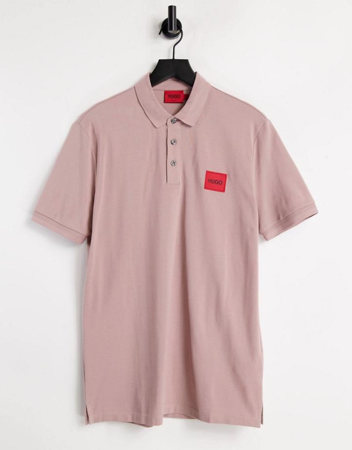 Hugo Dereso212 Slim Fit Contrast Box Logo Polo In Light Pink