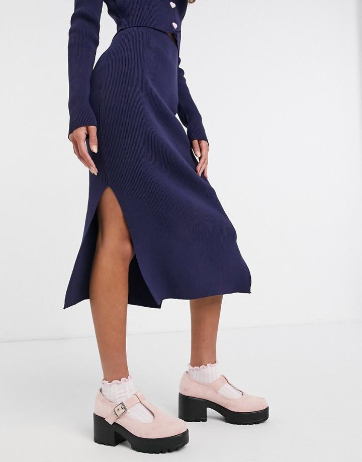 Heartbreak Knitted Skirt Co-ord In Navy
