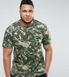 Defend London Camo T-shirt With Paint Splatter Exclusive To Asos - Green