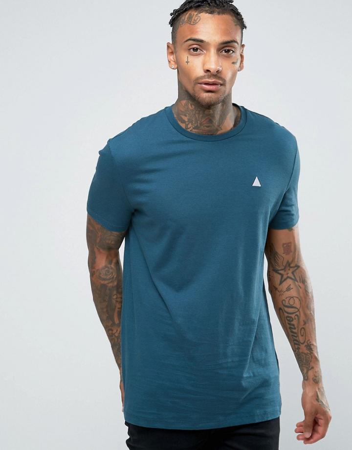Asos Longline T-shirt With Logo In Blue - Blue
