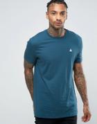 Asos Longline T-shirt With Logo In Blue - Blue