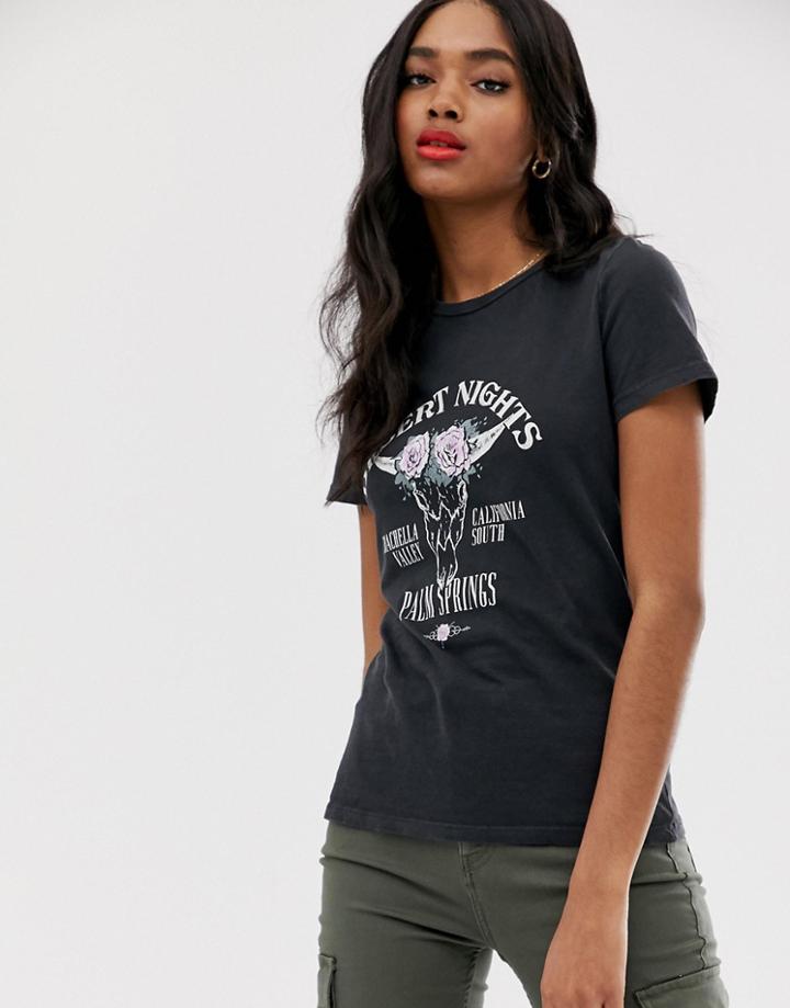 New Look Desert Nights T-shirt In Acid Wash - Gray
