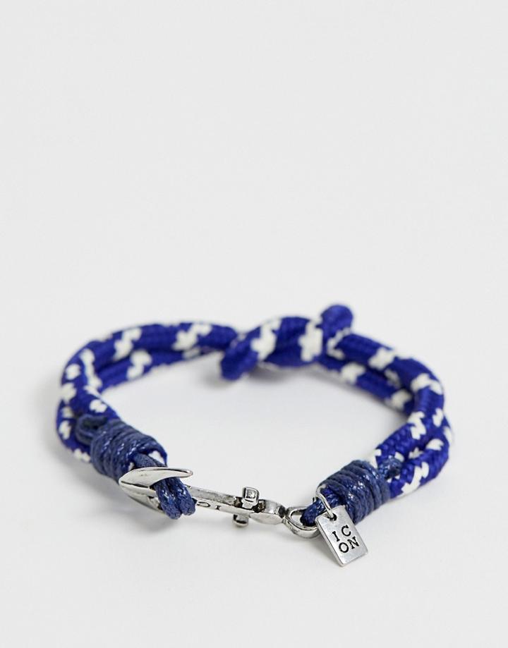 Icon Brand Anchor Bracelet In Blue Cord - Blue