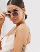 Quay Australia Something Extra Square Sunglasses In Transparent - Multi