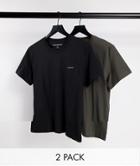 Calvin Klein Jeans 2-pack Slim Fit T-shirts In Black/khaki-multi