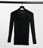Asos Design Maternity Ribbed Sweater With Open Square Neck In Black
