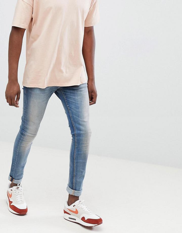 Nudie Jeans Co Tight Terry Super Skinny Jeans Strikey Pale - Blue
