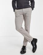 Jack & Jones Premium Slim Fit Suit Pant In Brown Houndstooth