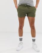 Asos Design Jersey Runner Shorts In Khaki - Green