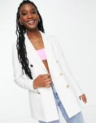 Miss Selfridge Button Military Blazer In Ivory-white