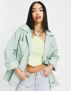 Hollister Lightweight Cord Shacket In Mint Green