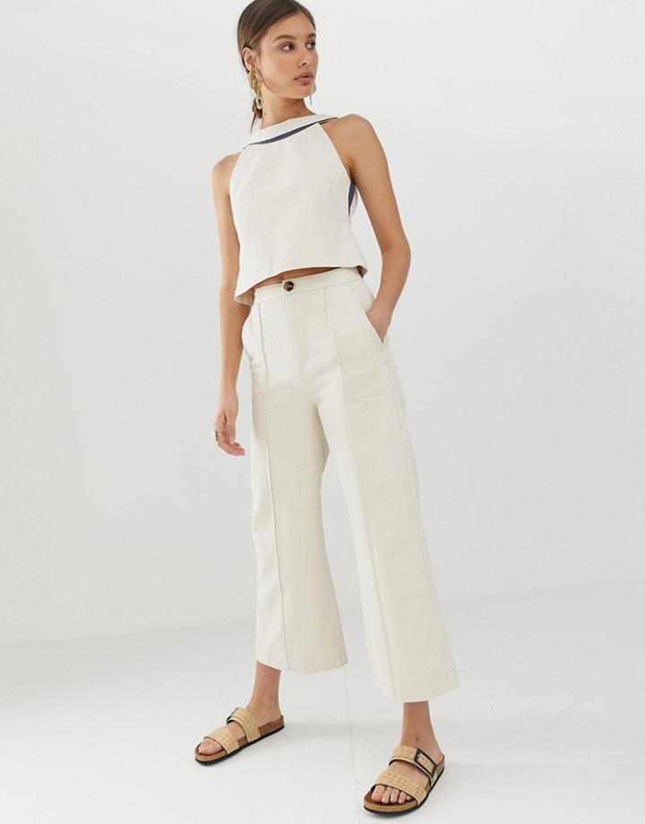 Asos White Wide Leg Two-piece Jeans - Cream