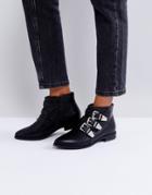 London Rebel Silver Trim Low Flat Ankle Boot - Black