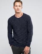 Celio Knitted Sweater In Chunky Knit - Navy