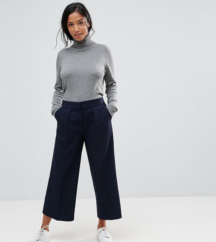 Asos Petite Tailored Low Rise Mansy Pants In Awkward Length - Navy