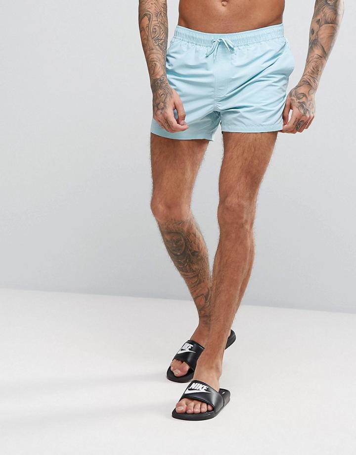 Asos Swim Shorts In Light Blue Short Length - Blue
