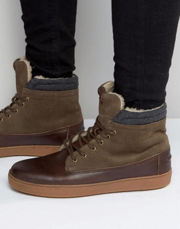 Aldo Divi Leather High Top In Brown Leather - Brown